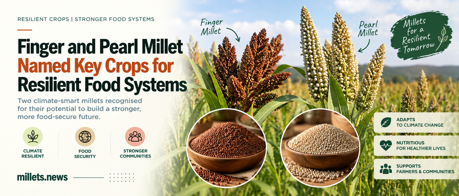 Finger and Pearl Millet Named Key Crops for Resilient Food Systems