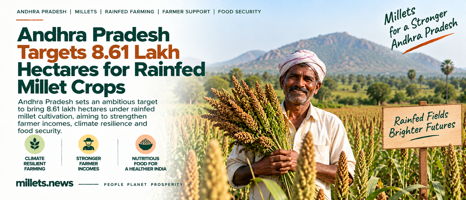 Andhra Pradesh Targets 8.61 Lakh Hectares for Rainfed Millet Crops